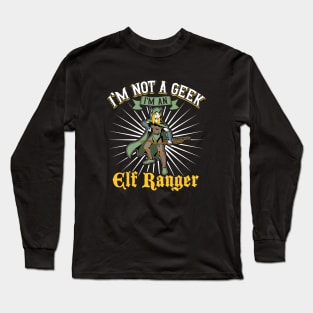 No geek - D20 Roleplay Character - Elf Ranger Long Sleeve T-Shirt